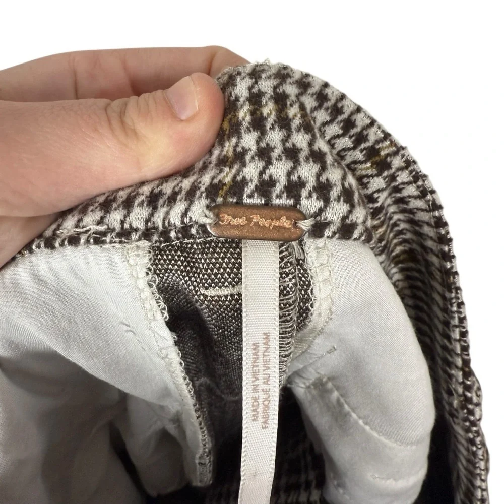 Free People Women’s Molly Slim Plaid Houndstooth Pants Brown/White Size 6